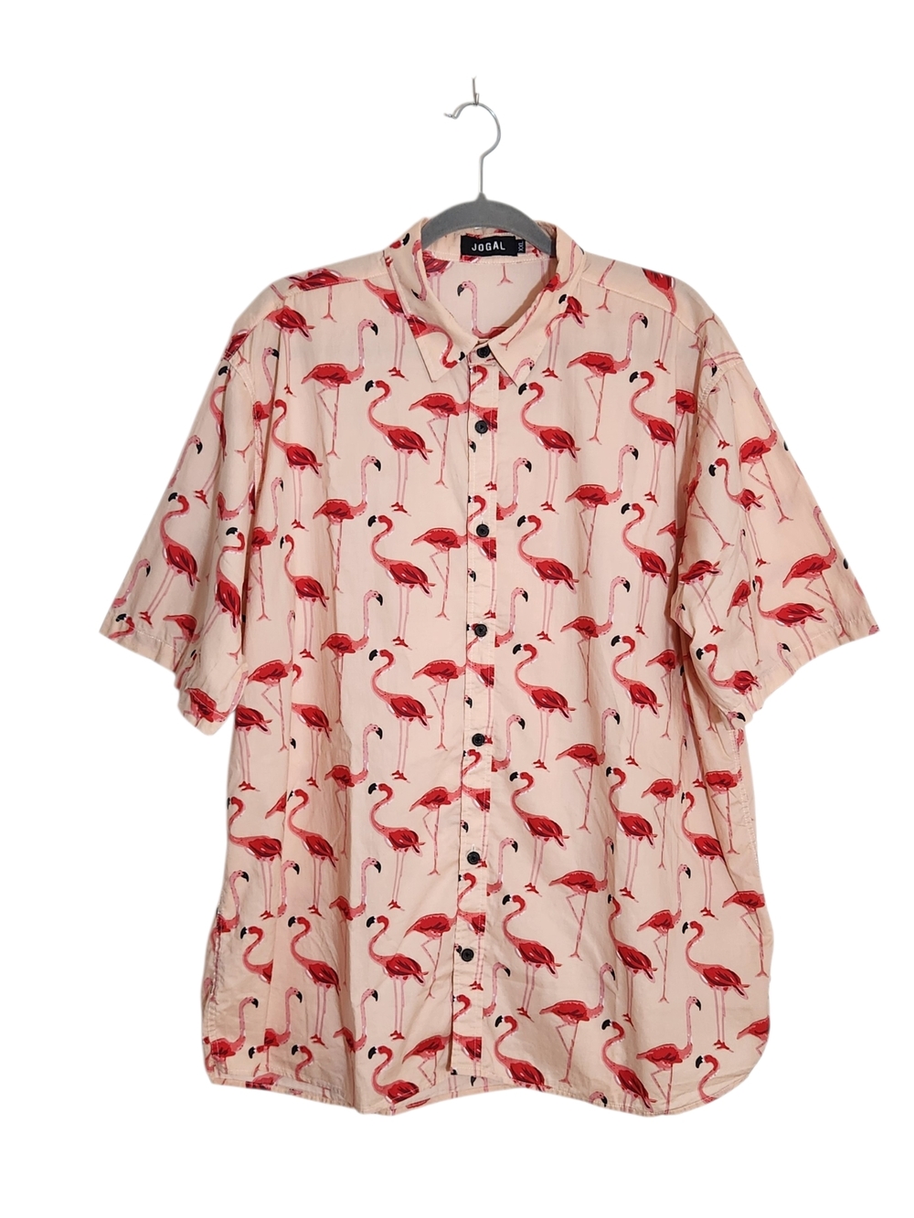 Jogal Pink Flamingo Print Short Sleeve Hawaiian Shirt Size XXL